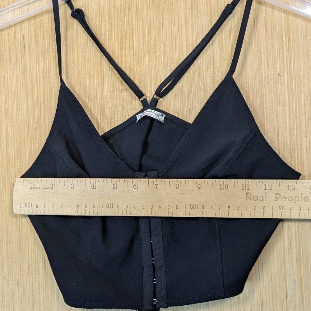 Intimately Free People Vest Of All Cami Black Hook Eye Corset Crop Top Medium - Picture 5 of 9